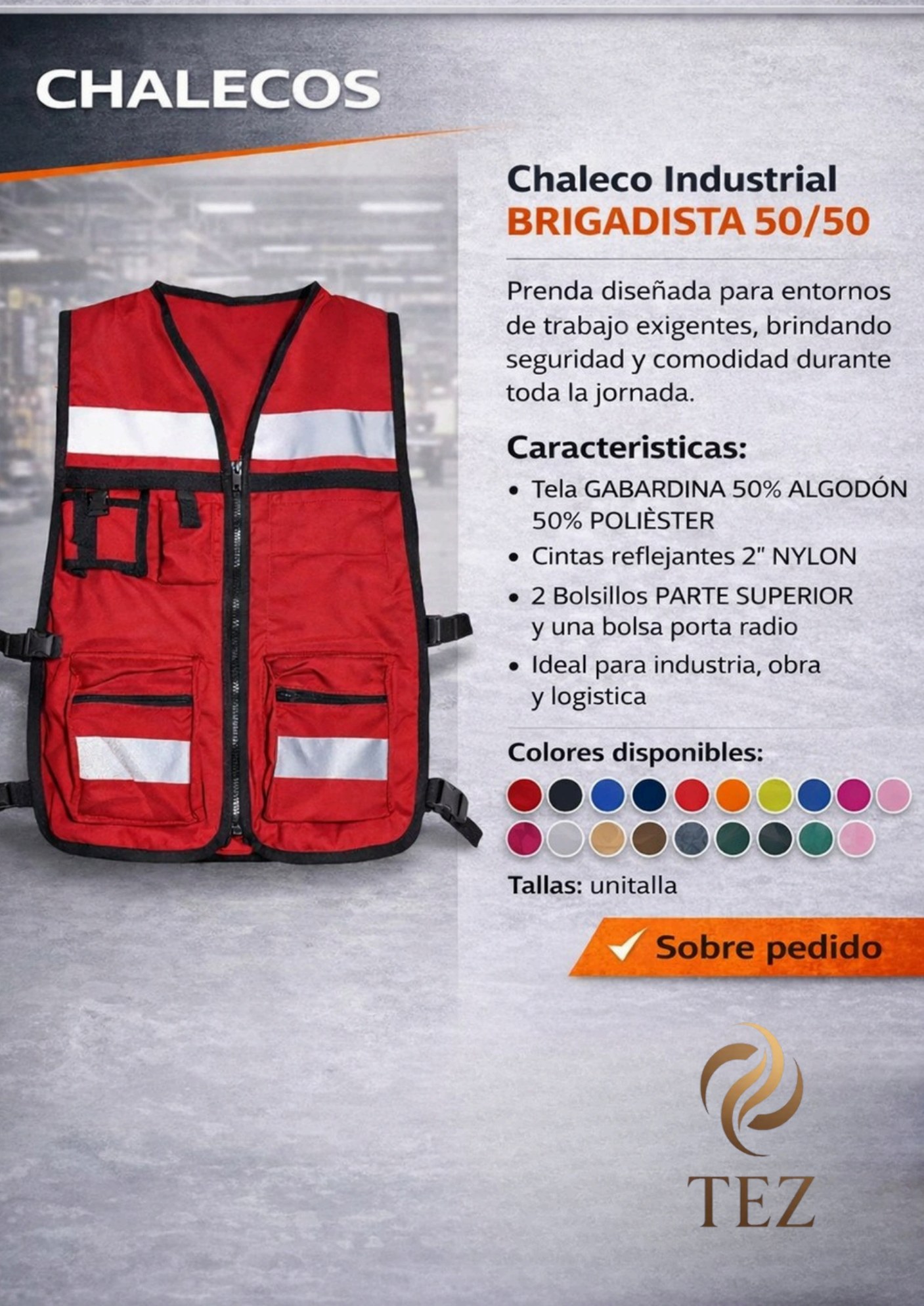 Chaleco Industrial BRIGADISTA 50/50