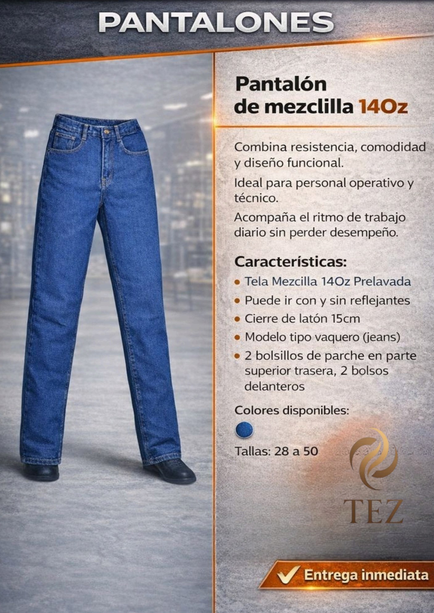 Pantalón de mezclilla 14oz